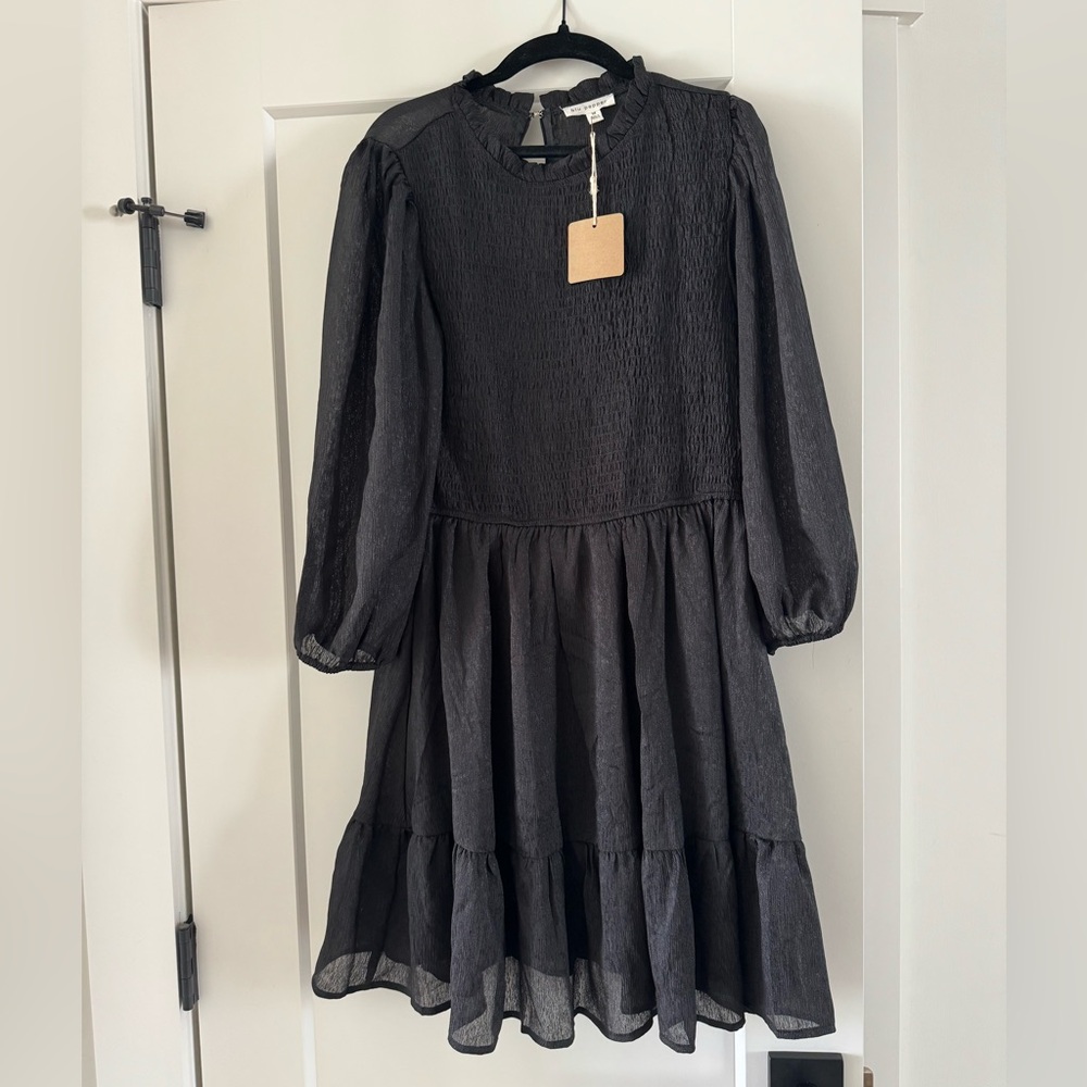 Boutique black dress with smocking detail
